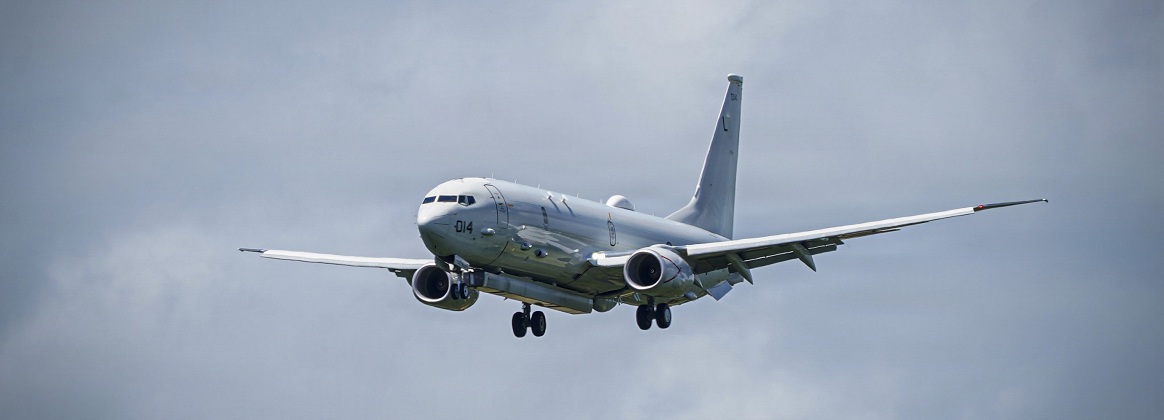 A U.S. Navy P-8A Poseidon, supporting Patrol and Reconnaissance (VP) Squadron 26, lands on Kadena Air Base, Japan, May 21, 2026.