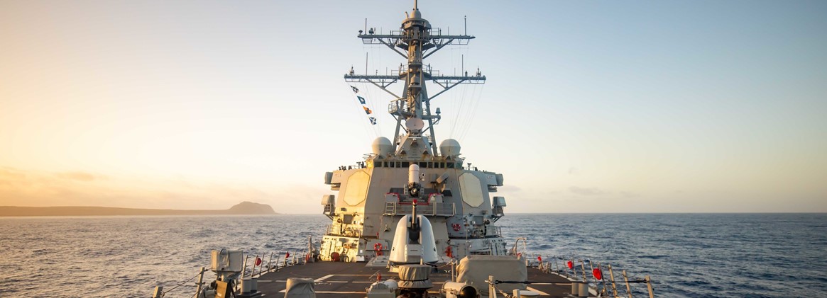 USS Milius (DDG 69) transits past Iwo To