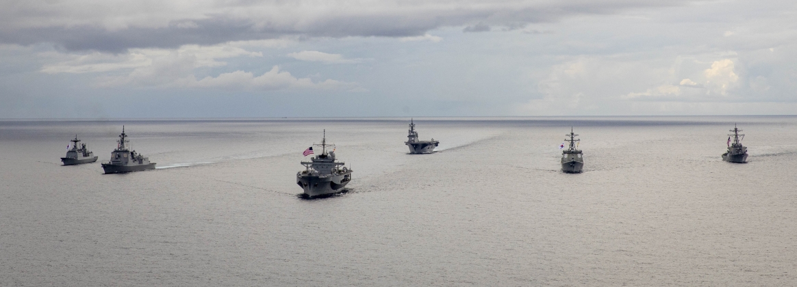 Japan Maritime Self-Defense Force, Republic of Korea Navy, and U.S. Navy ships sail in formation in support of Exercise Freedom Edge 25 in the U.S. 7th Fleet area of operations, Sept. 16, 2025.