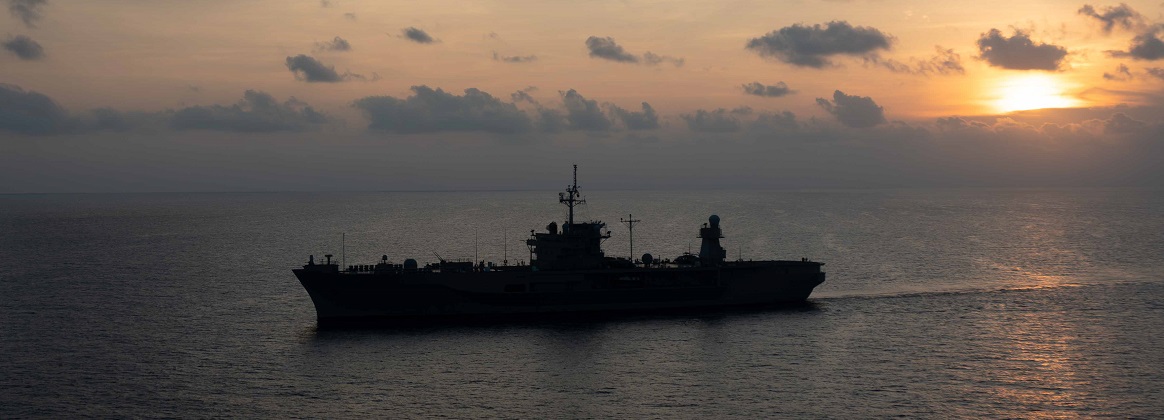 USS Blue Ridge steams in South China Sea